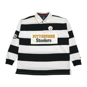 Tommy Hilfiger Pittsburgh Steelers Rugby Polo Shirt 2XL XXL Striped Long Sleeve